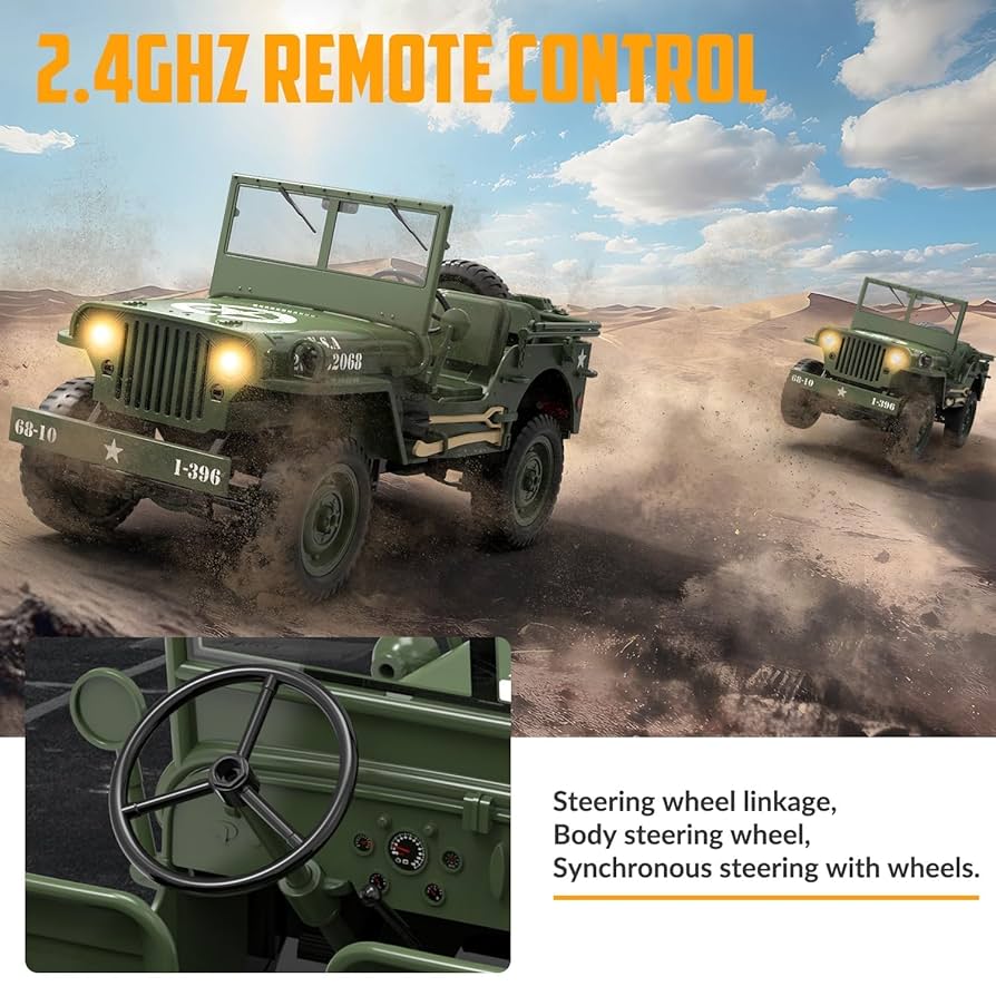 JEEP Military 1/10 RC CAR ジープ WILLYS MB Amazon.com: 1/10 Willys MB RC Car, 2.4Ghz Military Truck 4WD